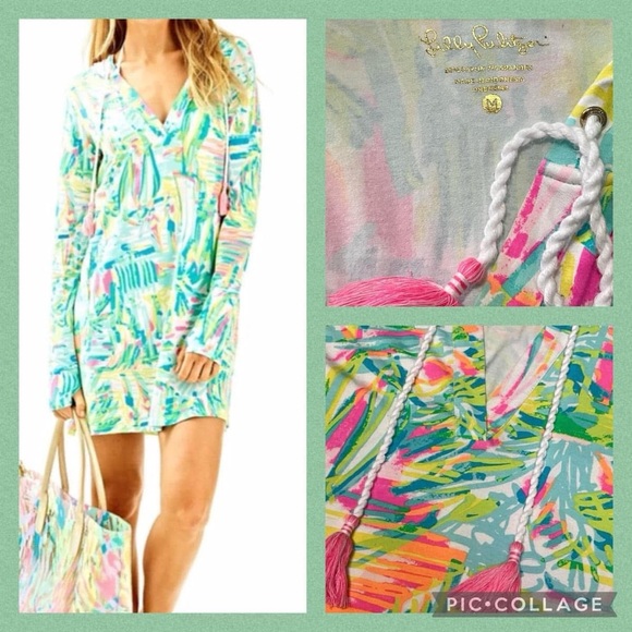 Vibrant Lilly Pulitzer multicolor Hooded Rylie swim cover up dress - Picture 2 of 3